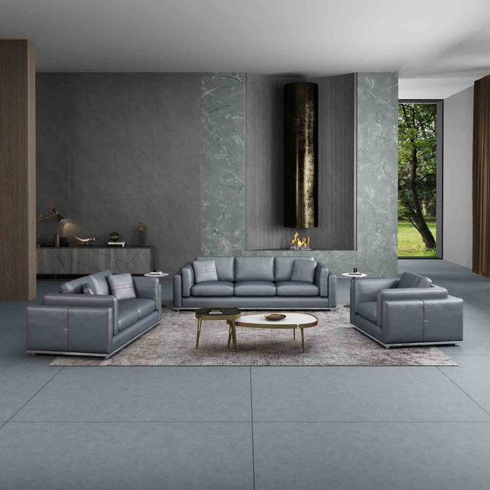 European Furniture - Picasso 3 Piece Living Room Set in Smokey Gray - 25550-3SET - GreatFurnitureDeal