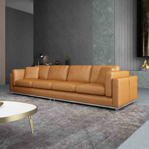 European Furniture - Picasso Oversize Sofa in Cognac - 25552-4S - GreatFurnitureDeal