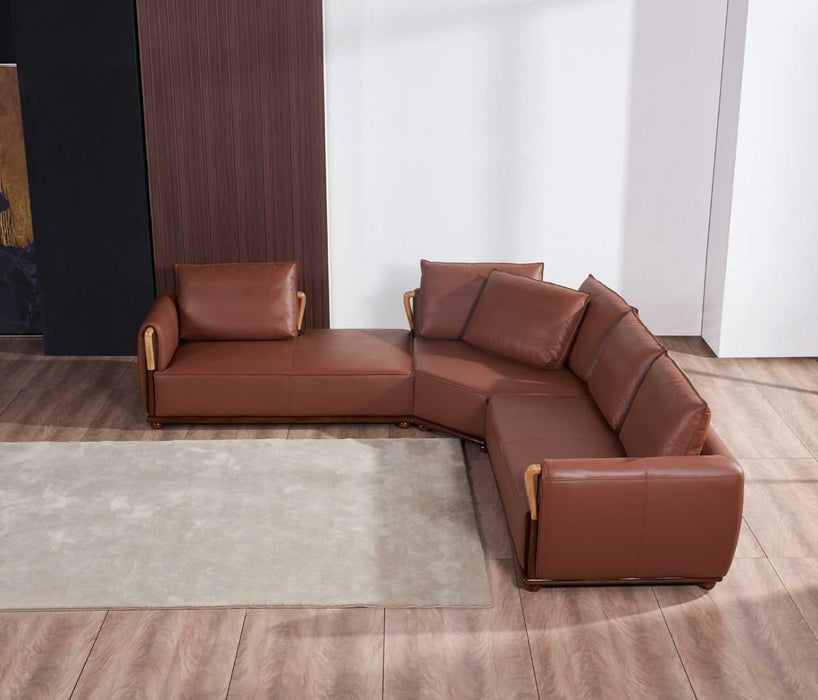 European Furniture - Skyline Sectional in Russet Brown - 26662
