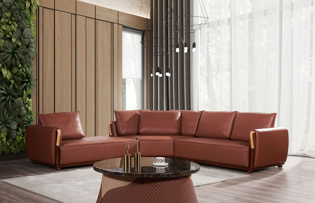 European Furniture - Skyline Sectional in Russet Brown - 26662 - GreatFurnitureDeal