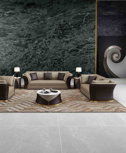 European Furniture - Vogue 2 Piece Living Room Set in Beige-Chocolate - 27990-2SET - GreatFurnitureDeal