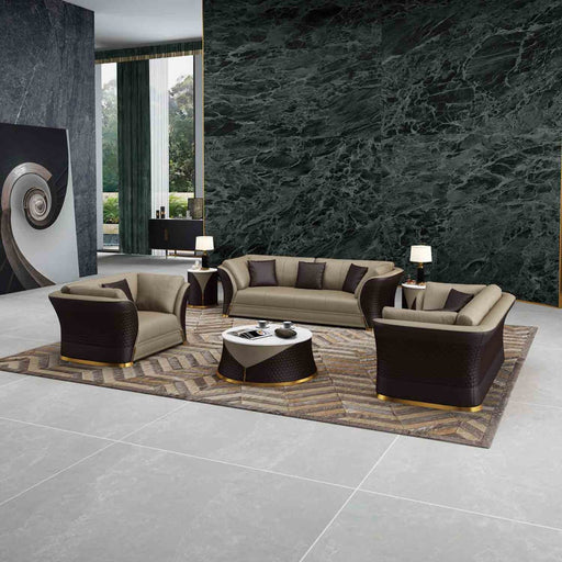 European Furniture - Vogue 3 Piece Living Room Set in Beige-Chocolate - 27990-3SET - GreatFurnitureDeal
