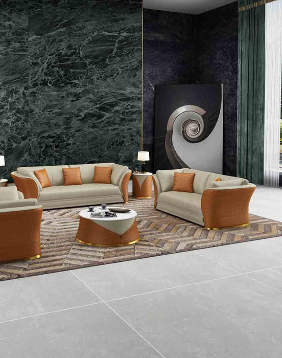 European Furniture - Vogue Loveseat in Beige-Cognac - 27992-L - GreatFurnitureDeal