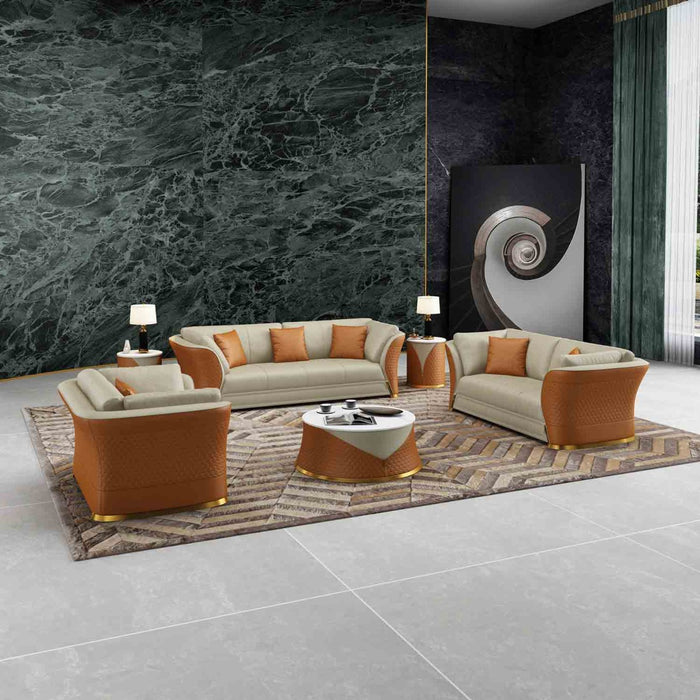 European Furniture - Vogue 2 Piece Living Room Set in Beige-Cognac - 27992-2SET - GreatFurnitureDeal