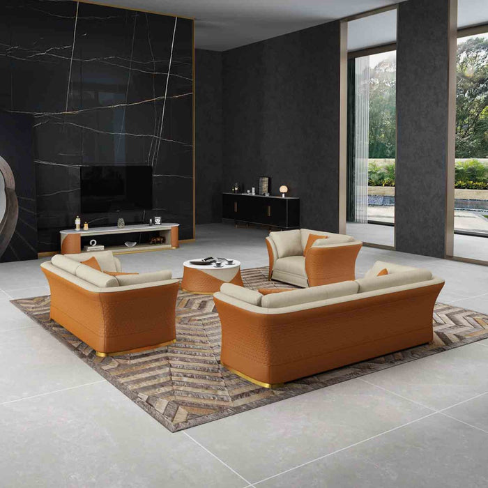 European Furniture - Vogue Loveseat in Beige-Cognac - 27992-L - GreatFurnitureDeal