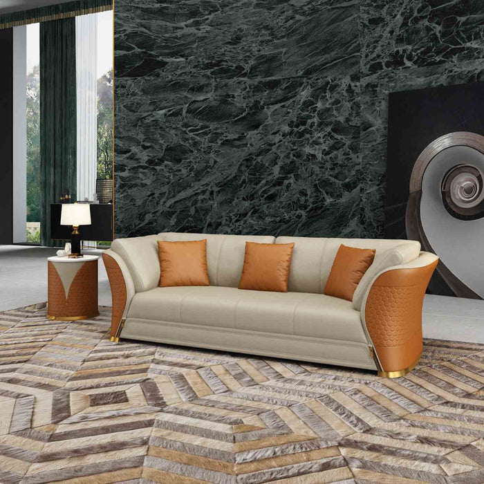 European Furniture - Vogue Sofa in Beige-Cognac - 27992-S - GreatFurnitureDeal