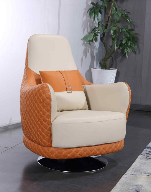 European Furniture - Amalia Swivel Chair in White-Orange - 28040-C - GreatFurnitureDeal