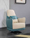 European Furniture - Amalia Swivel Chair in White-Blue - 28042-C - GreatFurnitureDeal