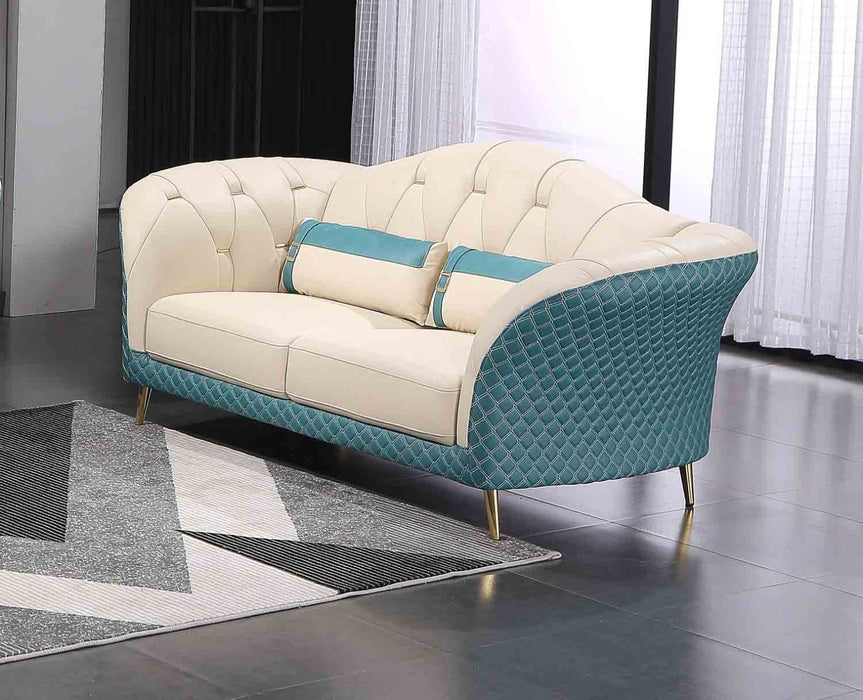 European Furniture - Amalia 2 Piece Living Room Set in White-Blue - 28042-2SET - GreatFurnitureDeal