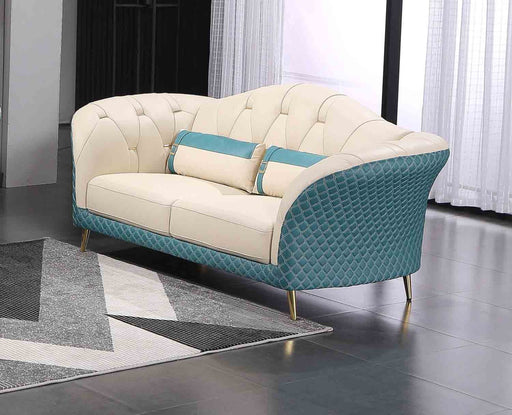 European Furniture - Amalia Loveseat in White-Blue - 28042-L - GreatFurnitureDeal