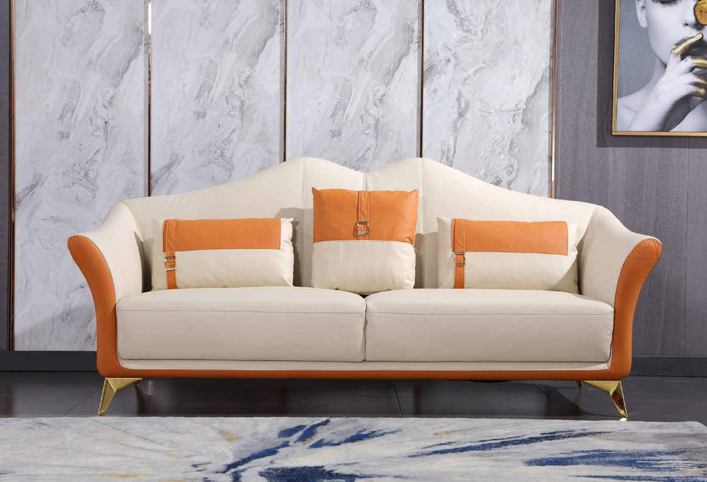 European Furniture - Winston Sofa in White-Orange - 29050-S - GreatFurnitureDeal