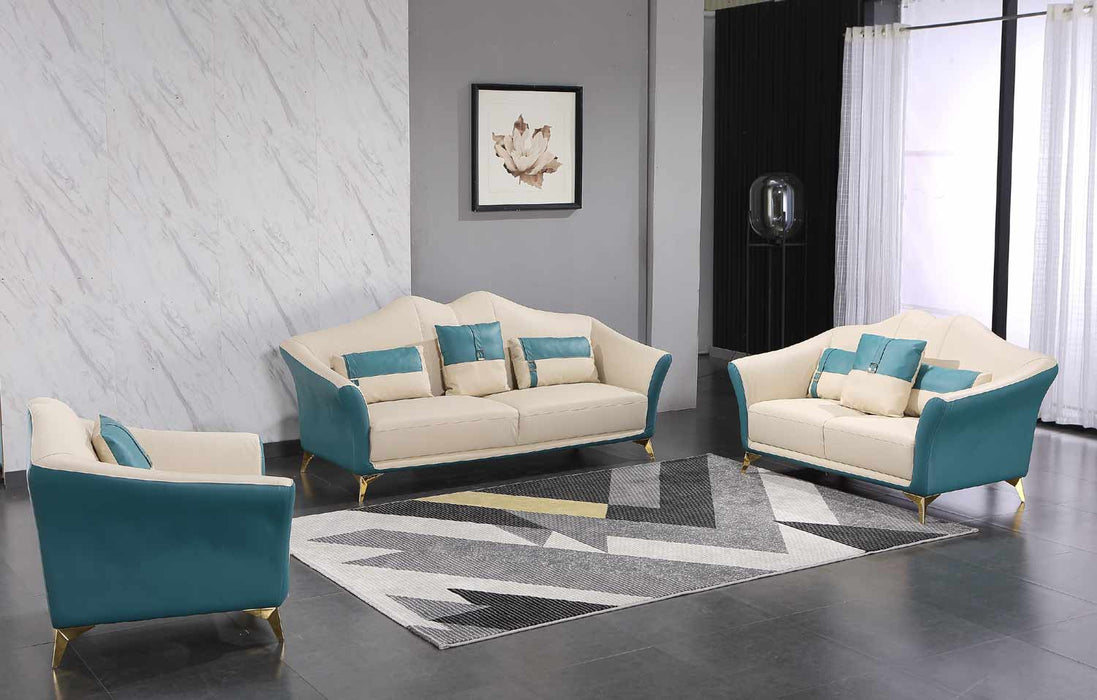 European Furniture - Winston 2 Piece Living Room Set in White-Blue - 29052-2SET - GreatFurnitureDeal