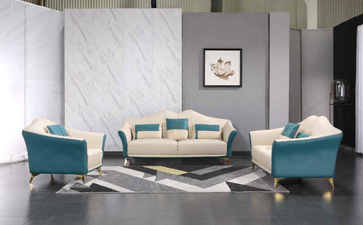 European Furniture - Winston Chair in White-Blue - 29052-C - GreatFurnitureDeal
