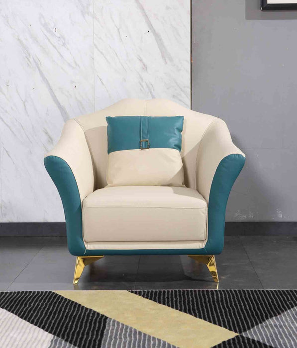 European Furniture - Winston Chair in White-Blue - 29052-C - GreatFurnitureDeal