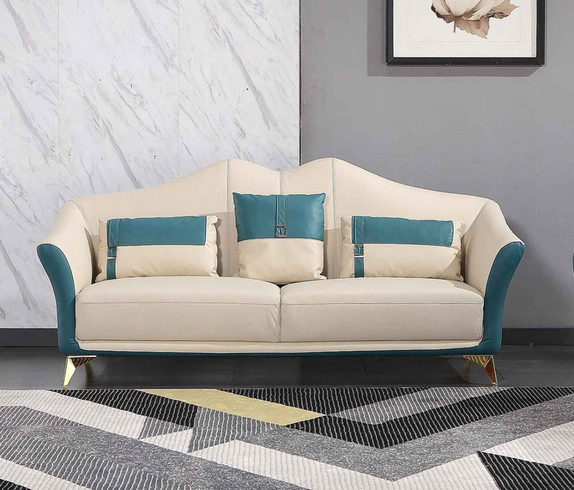 European Furniture - Winston 2 Piece Living Room Set in White-Blue - 29052-2SET