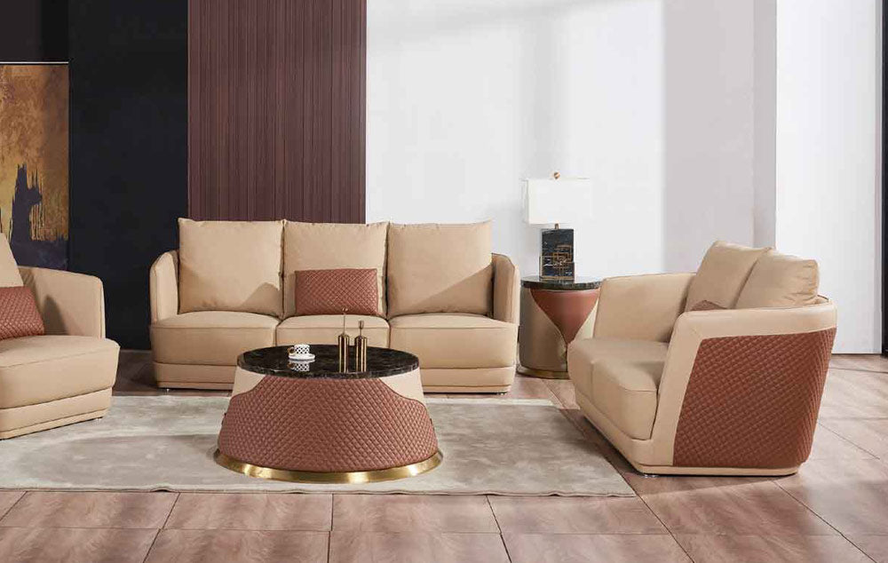 European Furniture - Glamour Sofa in Tan-Brown - 51617-S