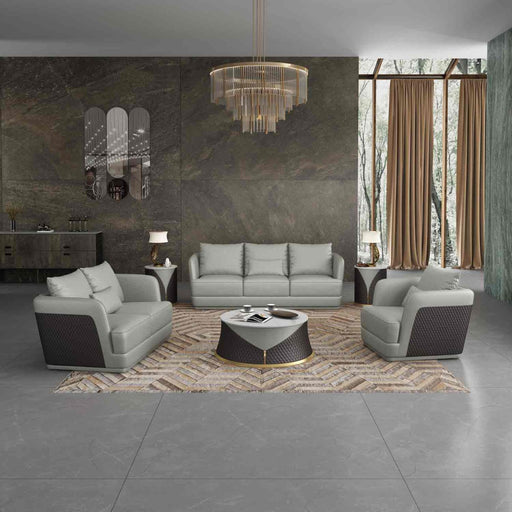 European Furniture - Glamour 3 Piece Living Room Set in Grey-Chocolate - 51618-3SET - GreatFurnitureDeal