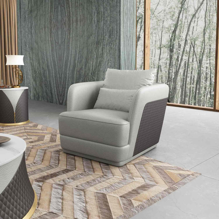 European Furniture - Glamour 3 Piece Living Room Set in Grey-Chocolate - 51618-3SET