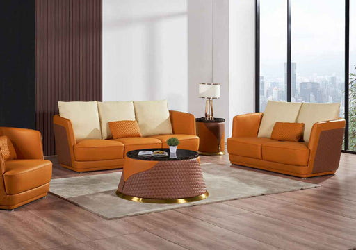 European Furniture - Glamour 2 Piece Living Room Set in Orange-Brown - 51619-2SET - GreatFurnitureDeal