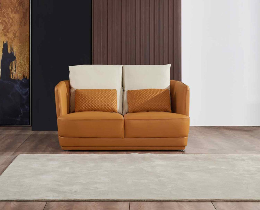 European Furniture - Glamour 3 Piece Living Room Set in Orange-Brown - 51619-3SET - GreatFurnitureDeal
