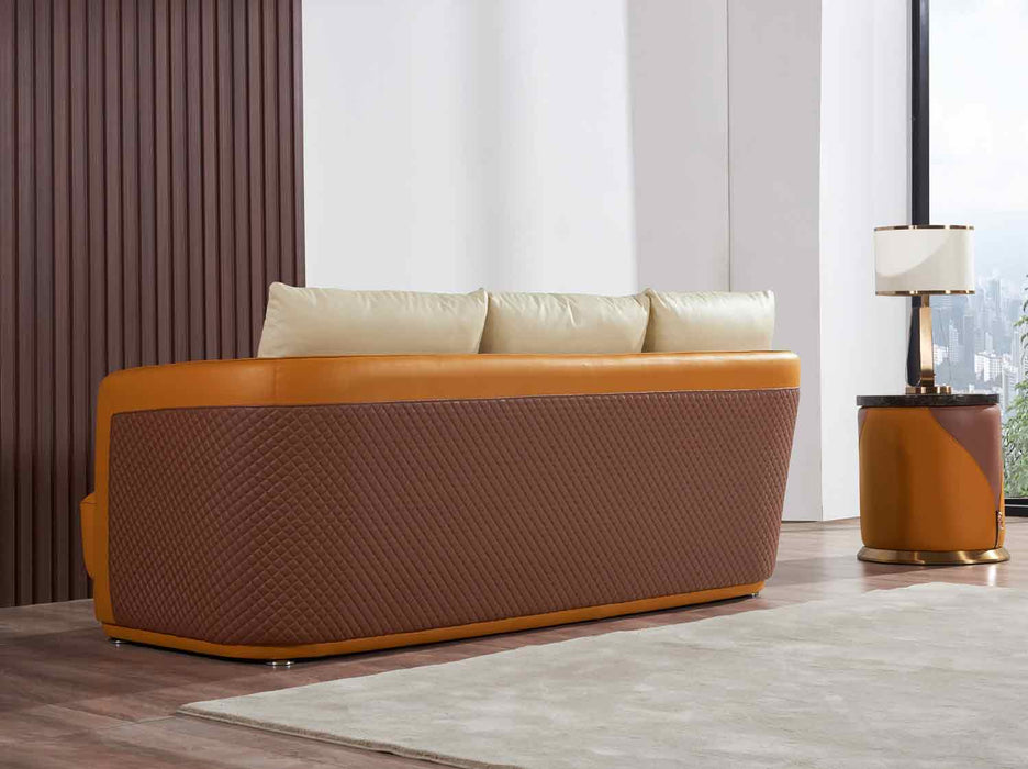 European Furniture - Glamour 3 Piece Living Room Set in Orange-Brown - 51619-3SET - GreatFurnitureDeal