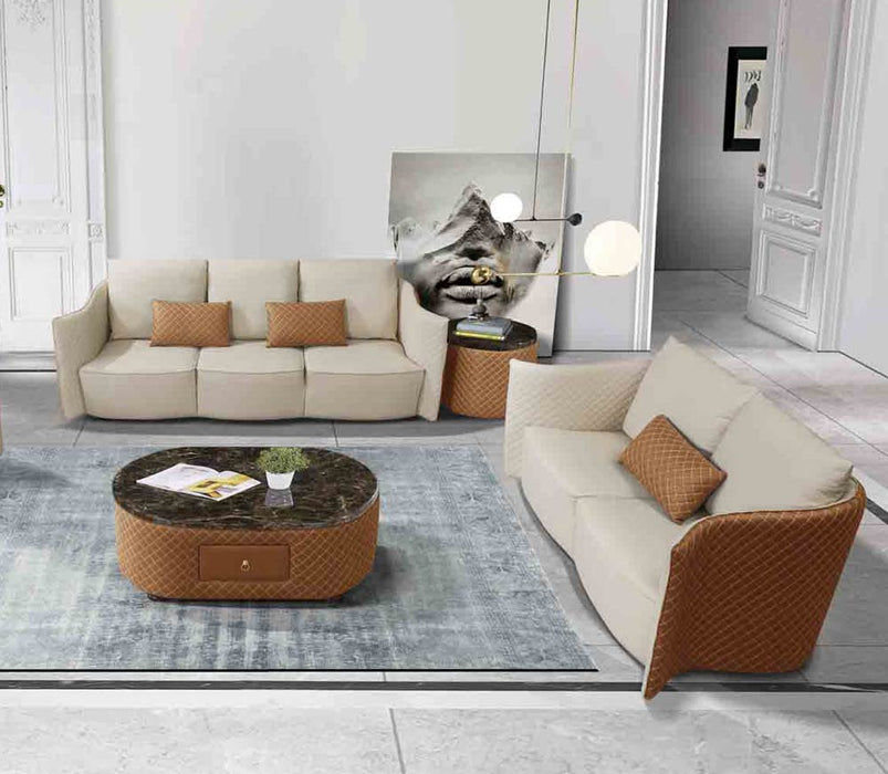 European Furniture - Makassar Sofa in Sand Beige & Orange - 52552-S - GreatFurnitureDeal