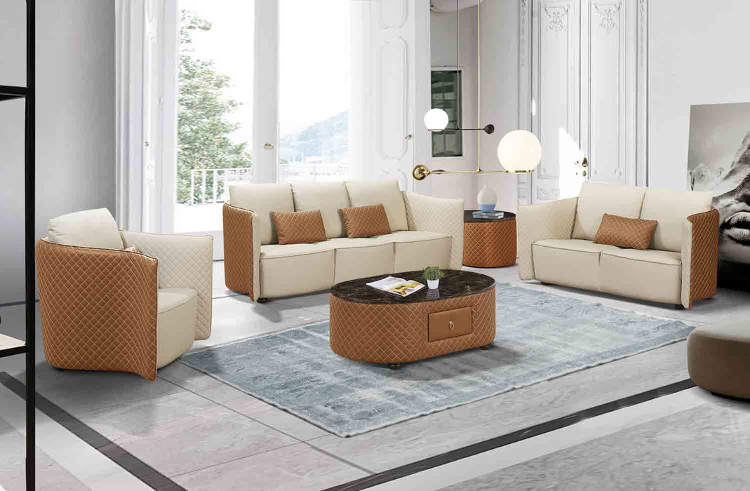 European Furniture - Makassar Coffee Table in Sand Beige & Orange - 52552-CT