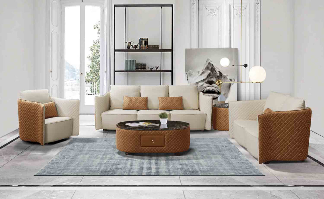 European Furniture - Makassar Loveseat in Sand Beige & Orange - 52552-L - GreatFurnitureDeal