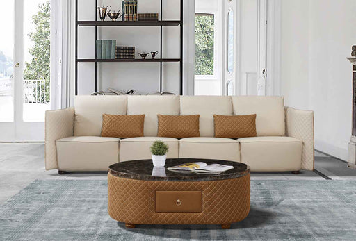 European Furniture - Makassar Oversize Sofa in Sand Beige & Orange - 52552-4S - GreatFurnitureDeal