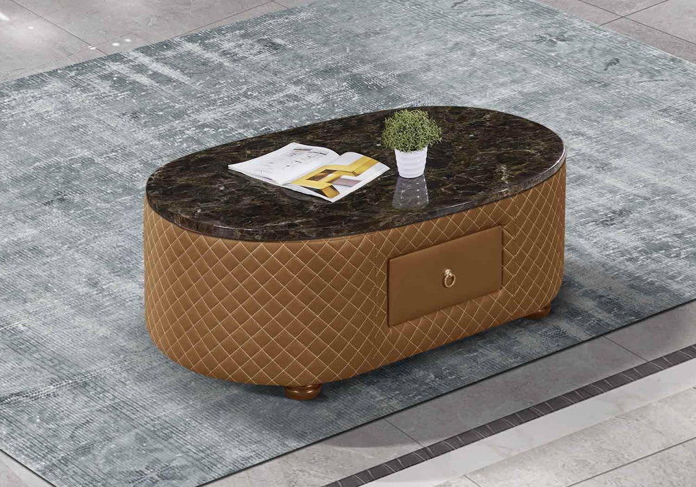 European Furniture - Makassar Coffee Table in Sand Beige & Orange - 52552-CT