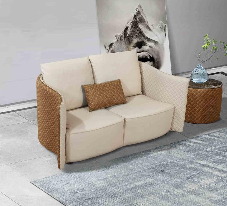 European Furniture - Makassar 2 Piece Living Room Set in Sand Beige & Orange - 52552-2SET - GreatFurnitureDeal