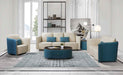 European Furniture - Makassar Sofa in Sand Beige & Blue - 52554-S - GreatFurnitureDeal