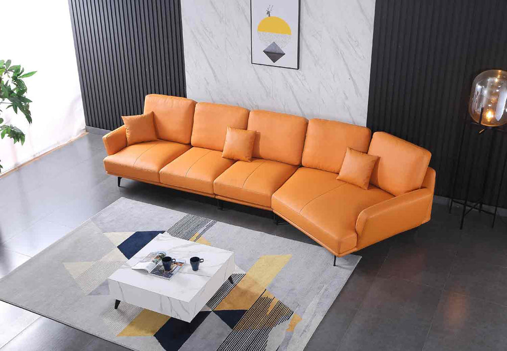 European Furniture - Galaxy Right Hand Chaise Sectional in Smokey Orange - 54430R-3RHC - GreatFurnitureDeal