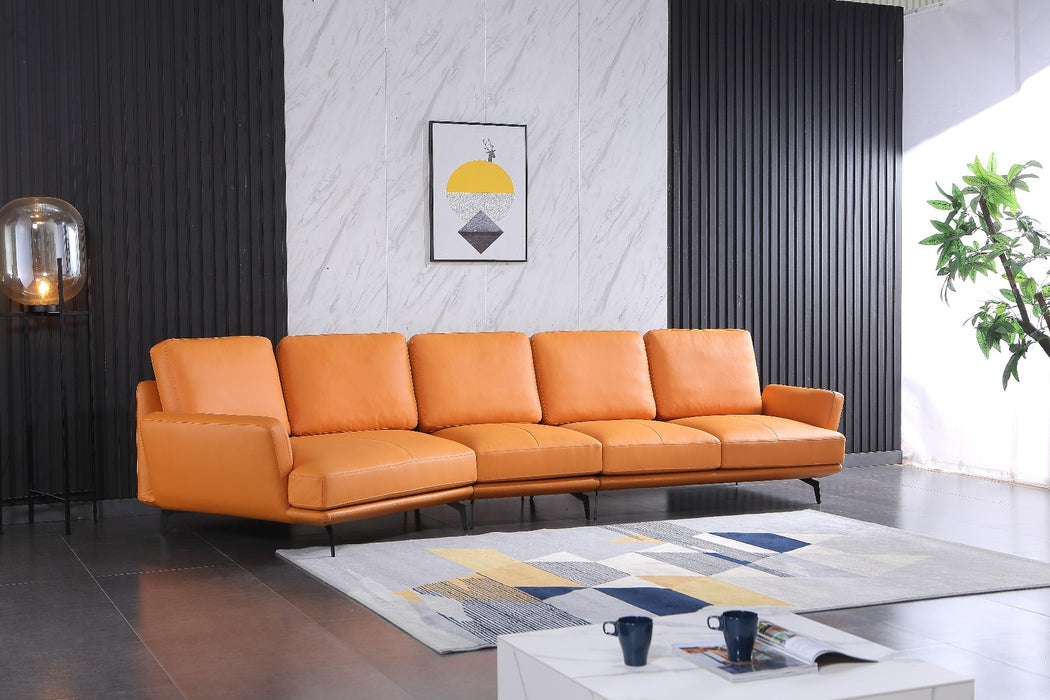 European Furniture - Galaxy Left Hand Chaise Sectional in Smokey Orange - 54431L-3LHC - GreatFurnitureDeal
