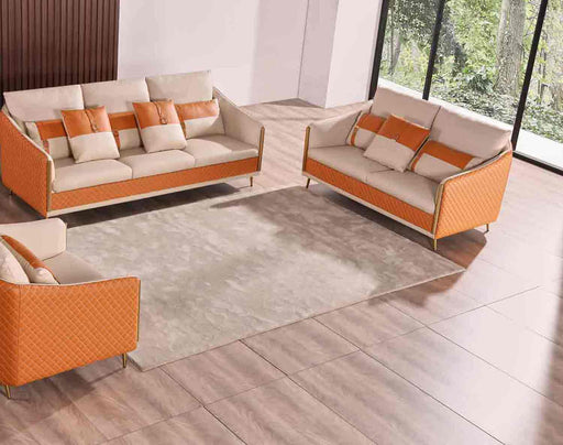 European Furniture - Icaro 2 Piece Living Room Set in Off White-Orange - 64455-2SET - GreatFurnitureDeal