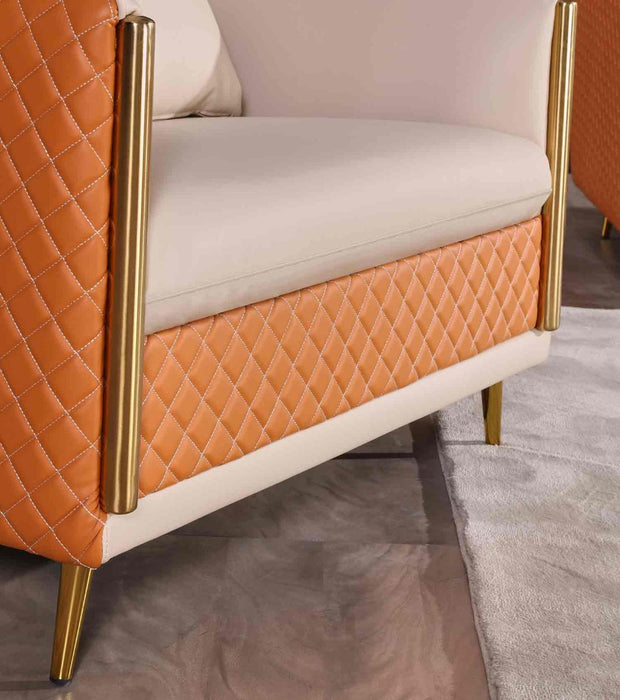 European Furniture - Icaro Chair in Off White-Orange - 64455-C - GreatFurnitureDeal