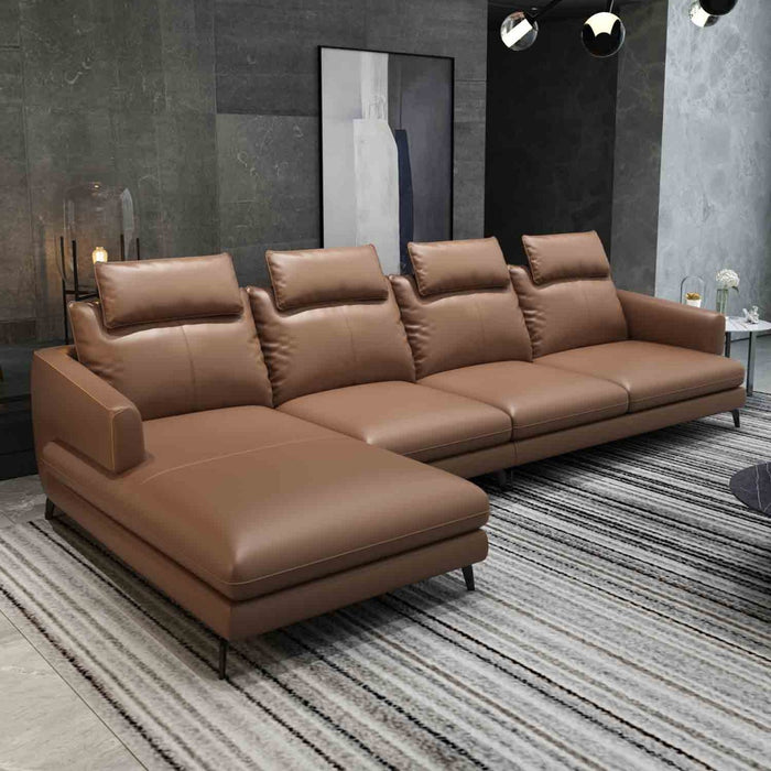 European Furniture - Marconi Left Hand Facing Sectional in Russet Brown - 74533L-3LHF
