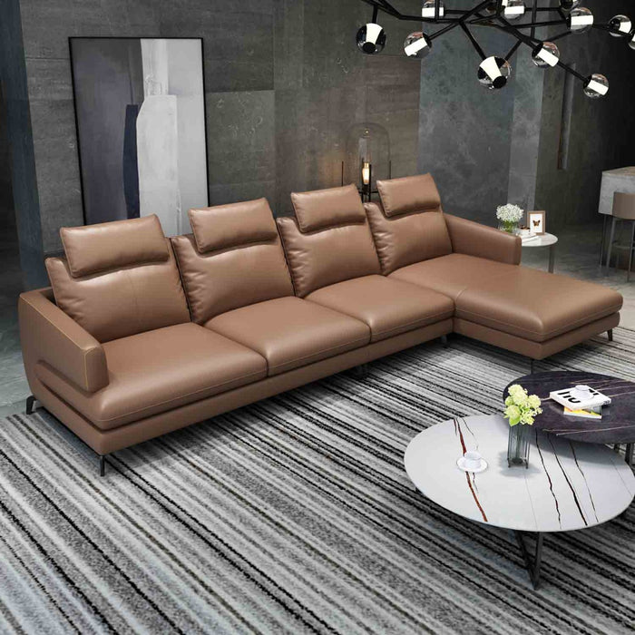 European Furniture - Marconi Right Hand Facing Sectional in Russet Brown - 74534R-3RHF