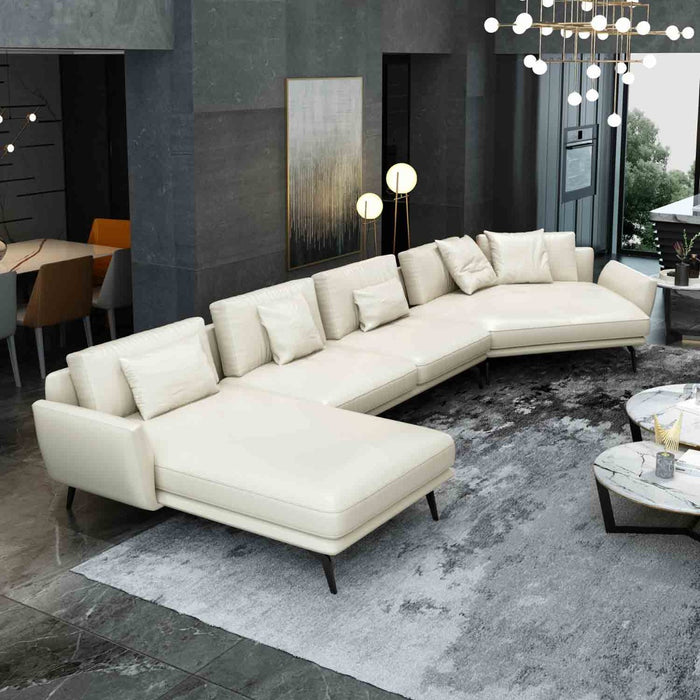European Furniture - Santiago Sectional in Italian White Leather - 83542L-3LHF