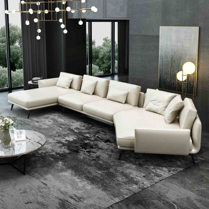 European Furniture - Santiago Sectional in Italian White Leather - 83542L-3LHF - GreatFurnitureDeal