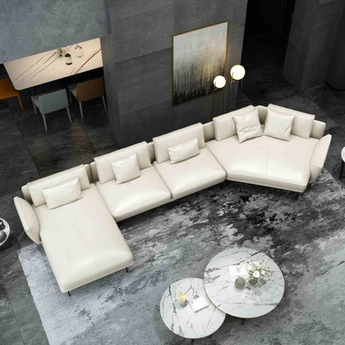 European Furniture - Santiago Sectional in Italian White Leather - 83542L-3LHF