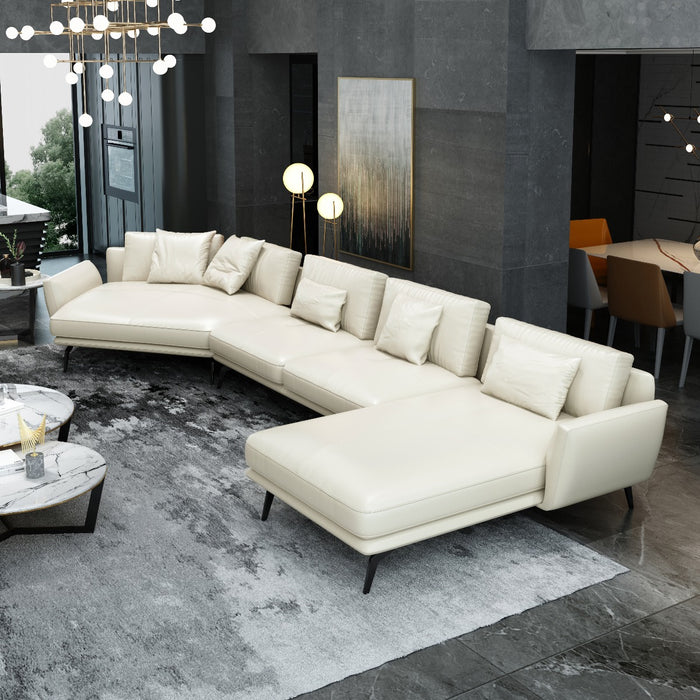 European Furniture - Santiago Sectional in Italian White Leather - 83543R-3RHF - GreatFurnitureDeal