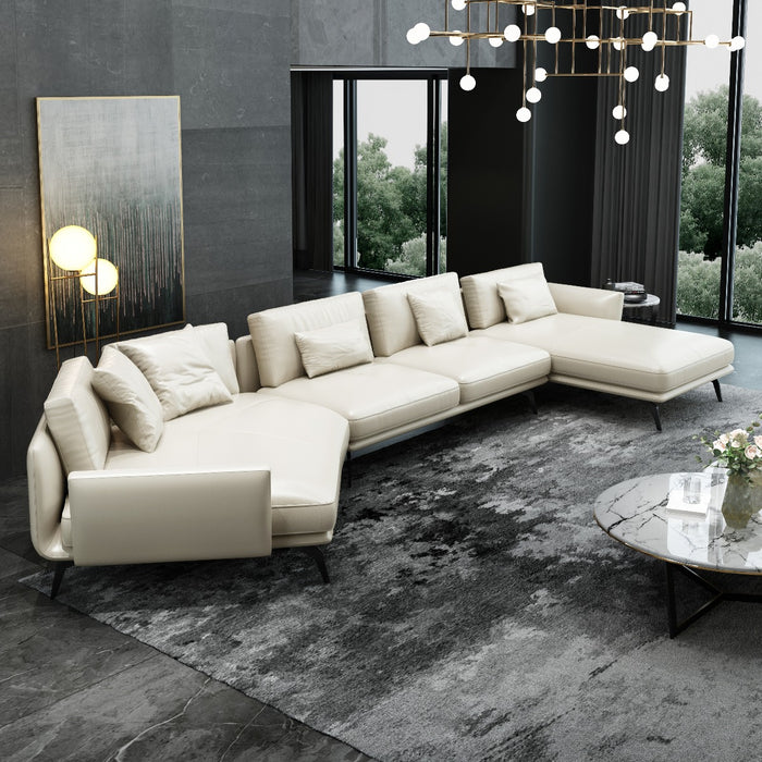 European Furniture - Santiago Sectional in Italian White Leather - 83543R-3RHF - GreatFurnitureDeal