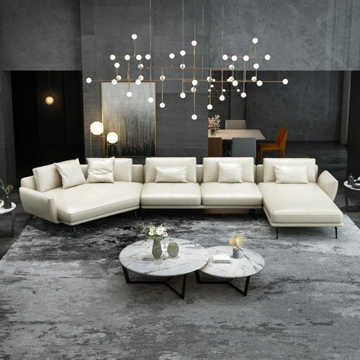 European Furniture - Santiago Sectional in Italian White Leather - 83543R-3RHF - GreatFurnitureDeal