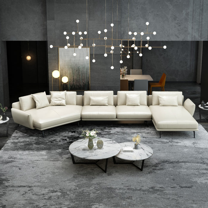 European Furniture - Santiago Sectional in Italian White Leather - 83543R-3RHF