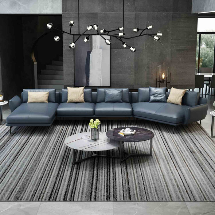 European Furniture - Santiago Sectional in Italian Grey Leather - 83545L-3LHF - GreatFurnitureDeal