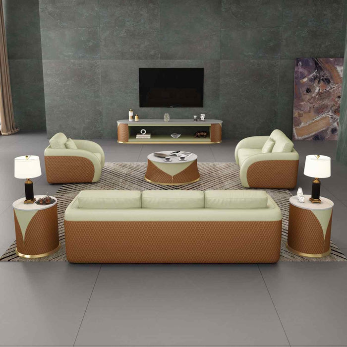 European Furniture - Noir 2 Piece Living Room Set in Beige & Cognac - 90881-2SET - GreatFurnitureDeal