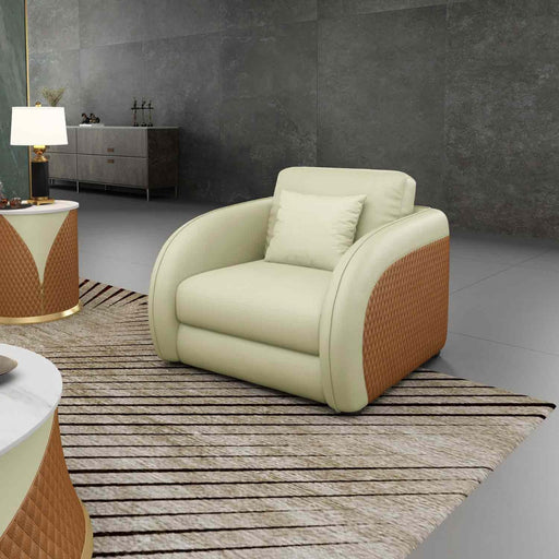 European Furniture - Noir Chair in Beige & Cognac - 90881-C - GreatFurnitureDeal