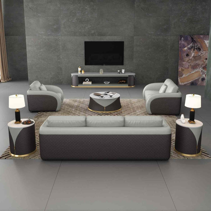 European Furniture - Noir 3 Piece Living Room Set in Grey & Chocolate - 90882-3SET - GreatFurnitureDeal