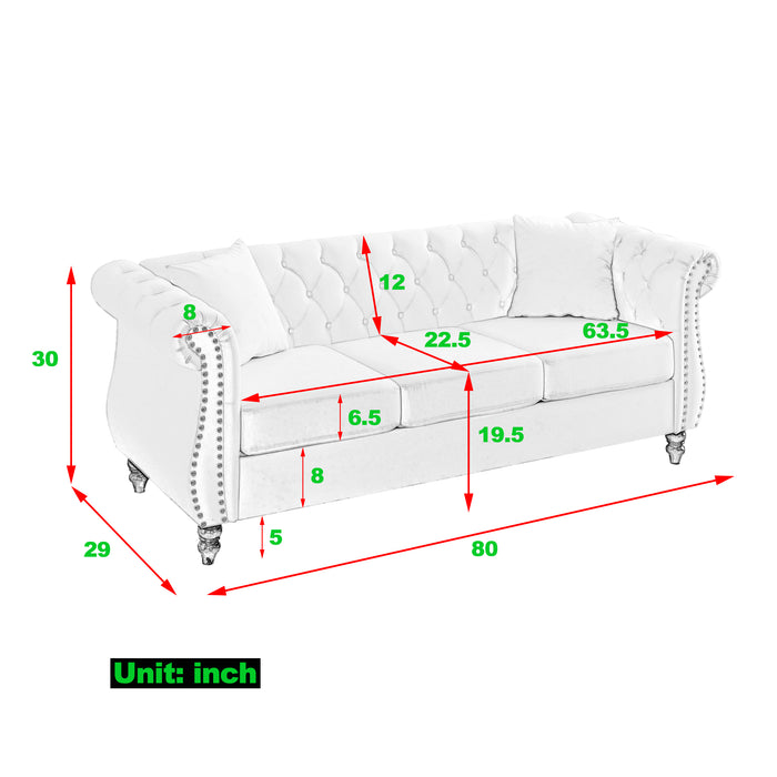 GFD Home -[Video] 3+1 Combination of Chesterfield sofa and chair, teddy white, two pillows for living room, bedroom, office, apartment. - GreatFurnitureDeal